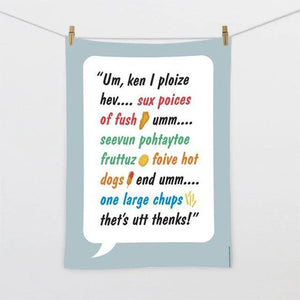 FUSH & CHUPS TEA TOWEL GLENN JONES