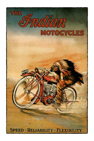 INDIAN MOTORCYLCLES RETRO ART TIN SIGN