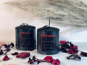 VAMPIRE TEARS PILLAR 7.5CM CANDLES BLACK BLEEDS RED