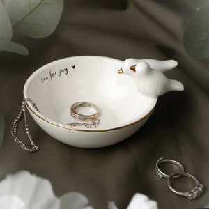 TWO FOR JOY LOVEBIRD TRINKET BOWL GOLD