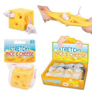 STRETCHY MOUSE IN CHEESE SQUEEZY STRESS TOY