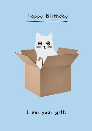 I AM YOUR GIFT BIRTHDAY CAT CARD