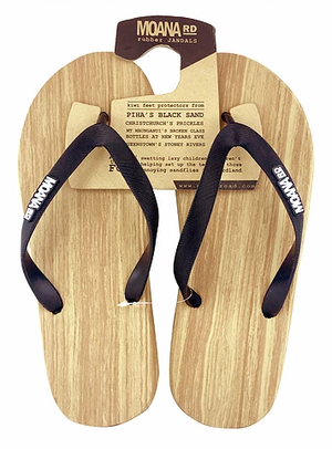 WOODEN LOOK SIZE 43 BLACK JANDALS - MOANA ROAD