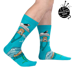 PLAYS WELL WITH OTTERS MENS CREW SOCK SIZE 7-13