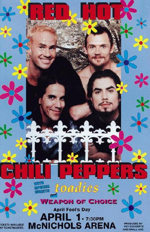 RED HOT CHILI PEPPERS DENVER 1996  TOUR POSTER 27 X 43CM A3 PRINT