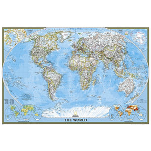 WORLD MAP POSTER NATIONAL GEOGRAPHIC BLUE 475