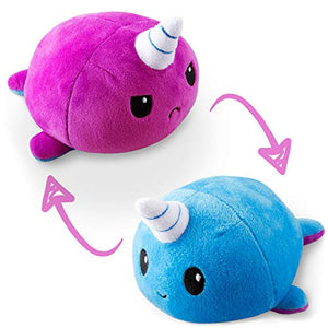 NARWHAL REVERSIBLE PLUSHIE BLUE PURPLE HAPPY ANGRY