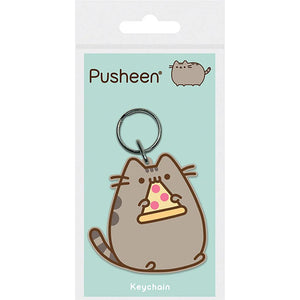 PUSHEEN PIZZA RUBBER KEYCHAIN
