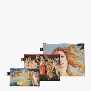 SANDRO BOTTICELLI COSMETIC TRAVEL BAG SET OF 3 ZIP POCKET BAGS