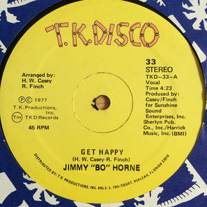 JIMMY BO HORNE | GET HAPPY / IT'S YOUR SWEET LOVE - 12 - TK DISCO SLEEVE