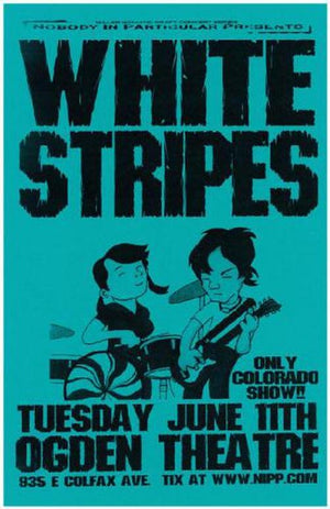 WHITE STRIPES DENVER 2002 TOUR POSTER BLUE 27 X 43CM A3 PRINT